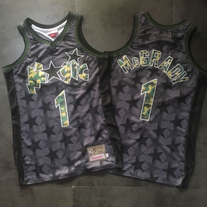 Men Orlando Magic 1 Mcgrady Black Trowback Camo Swingman NBA Jersey